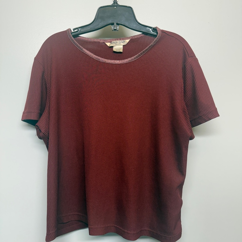Allison Daley Rich Burgundy Short Sleeve Top